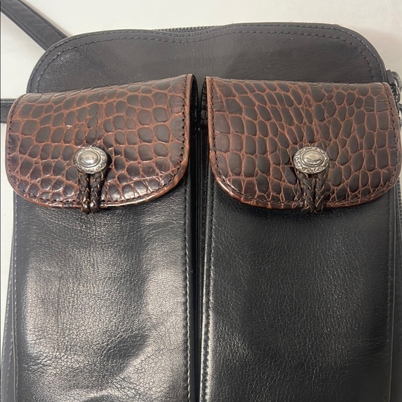 Brighton “One World “ Leather Croc Embossed Crossbody Bag No Callouts EUC - Picture 10 of 17